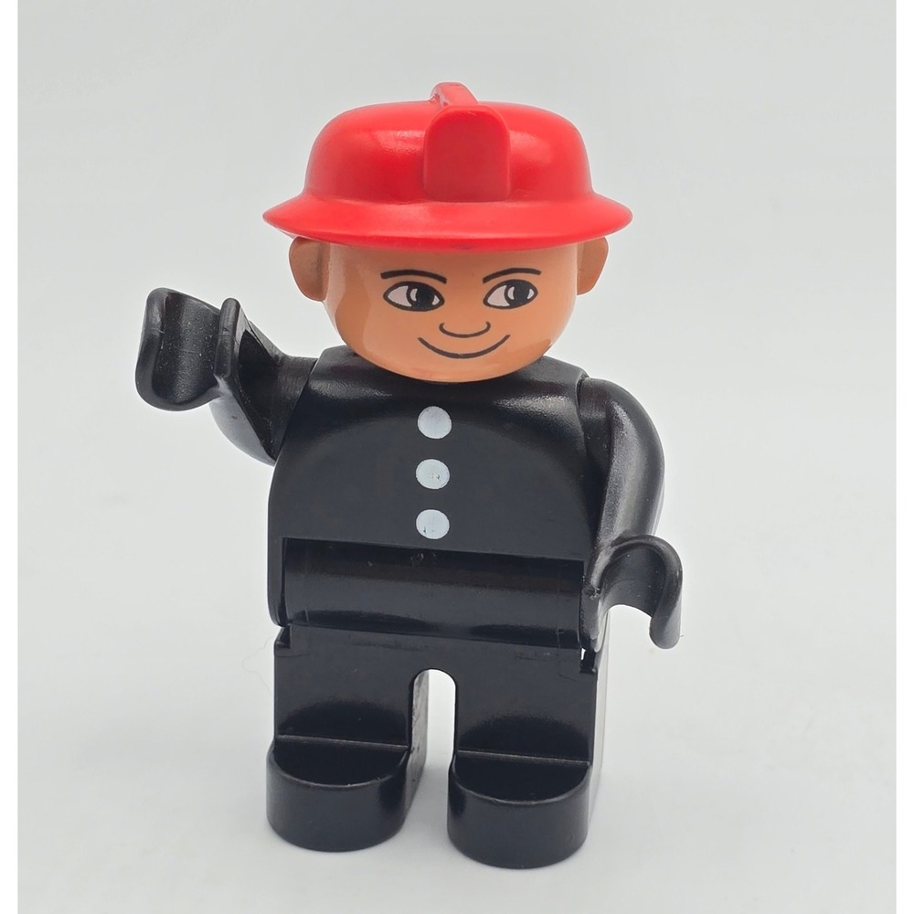 Lego Duplo Firefighter Fire Chief Fireman Firetruck 2.5" Rare Red Hat Vintage
